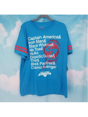 Ms Marvel AvengerCon Jersey Tee XL Disney Blue Shirt NWT